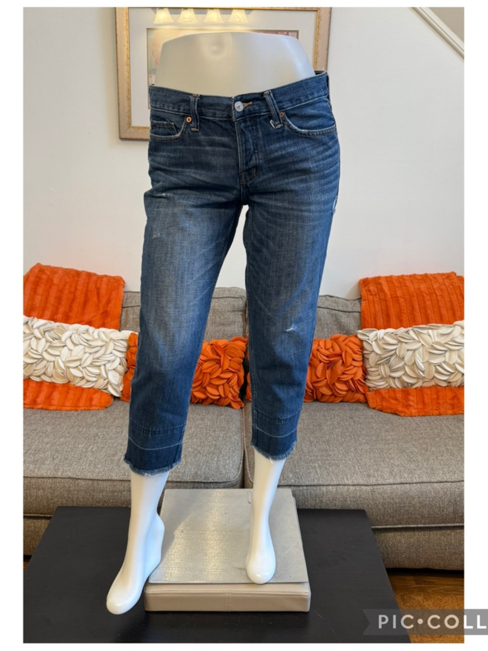 Abercrombie & Fitch Boyfriend Straight Cropped Raw Hem Jeans